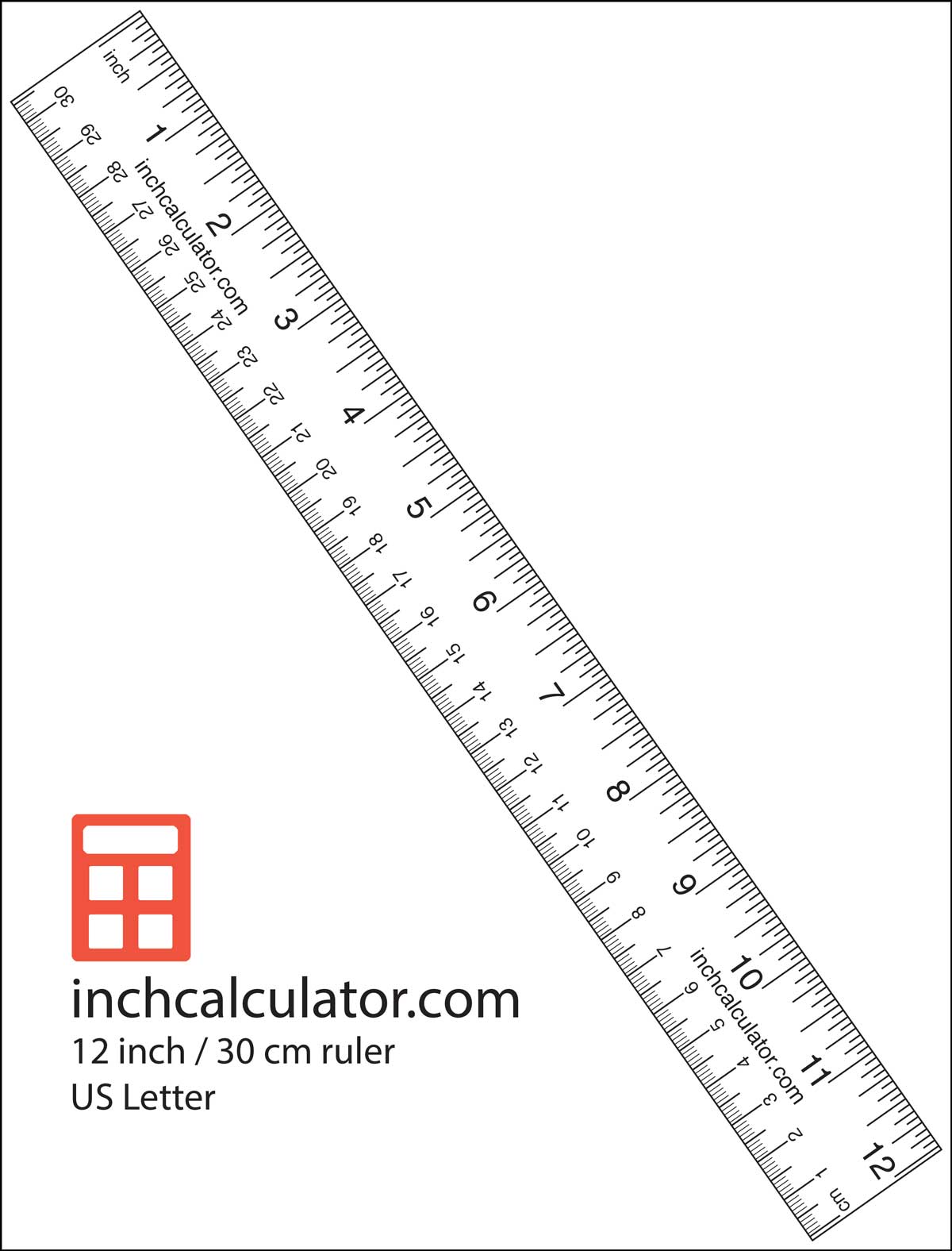 printable rulers - free 12" rulers - inch calculator